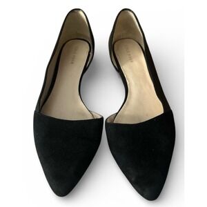 Cole Haan Women's Sz 8.5 B Black D'Orsay Suede Pointed Toe Leather Slip On Flats
